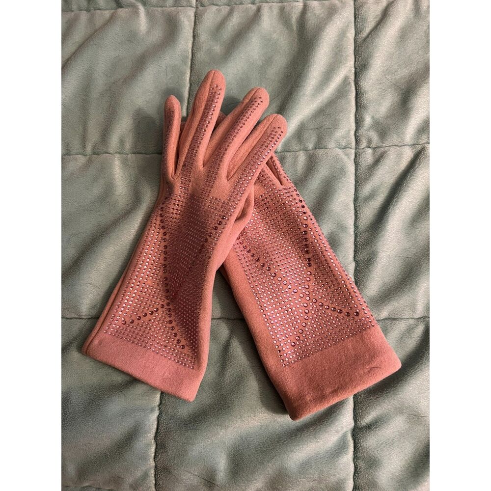 Pink Rhinestone Gloves - Picture 2 of 2